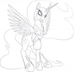 Size: 1276x1238 | Tagged: safe, artist:mcsadat, nightmare moon, grayscale, monochrome, solo