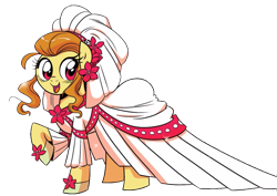 Size: 1149x815 | Tagged: safe, artist:brendahickey, edit, idw, earth pony, pony, spoiler:comic, spoiler:comicff19, background removed, clothes, dress, female, ginger gold (idw), mare, shoes, simple background, solo, transparent background, wedding dress