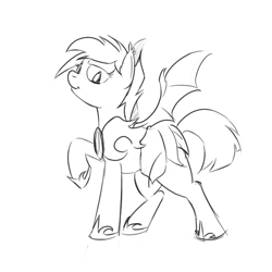 Size: 800x800 | Tagged: safe, artist:cheshiresdesires, oc, oc only, bat pony, pony, monochrome, sketch, solo