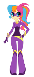 Size: 1189x2623 | Tagged: safe, artist:lolopan, oc, oc only, oc:golden gates, equestria girls, babscon, babscon mascots, clothes, costume, equestria girls-ified, reference, simple background, solo, superhero, transparent background