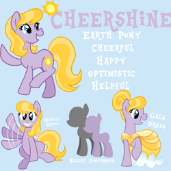 Size: 5000x5000 | Tagged: safe, artist:princess-madeleine, oc, oc only, oc:cheershine, earth pony, pony, absurd resolution, reference sheet, solo