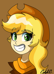 Size: 1581x2160 | Tagged: safe, artist:ciderpunk, derpibooru exclusive, oc, oc only, oc:applesunrise, human, blonde, bust, clothes, hat, humanized, humanized oc, portrait, scarf, solo, western