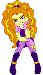 Size: 2300x4000 | Tagged: safe, artist:backgrounduser, adagio dazzle, equestria girls, rainbow rocks, absurd resolution, amulet, bedroom eyes, boots, clothes, fingerless gloves, gloves, grin, looking at you, necklace, shoes, simple background, sitting, smiling, solo, spikes, transparent background, vector