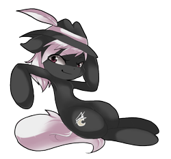 Size: 806x750 | Tagged: safe, artist:loyaldis, oc, oc only, oc:moonstep, earth pony, pony, armpits, feather, fedora, hat, looking at you, simple background, smirk, solo, transparent background