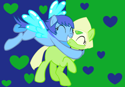 Size: 1232x860 | Tagged: safe, artist:scarletthevixen, crossover, female, lapidot (steven universe), lapis lazuli (steven universe), lesbian, peridot (steven universe), ponified, shipping, steven universe