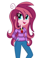 Size: 1024x1418 | Tagged: safe, artist:wubcakeva, oc, oc only, oc:contralto, equestria girls, clothes, disguised siren, pants, shirt, solo