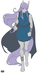 Size: 1000x1900 | Tagged: safe, artist:m@k, maud pie, anthro, unguligrade anthro, cloak, clothes, muscles, solo