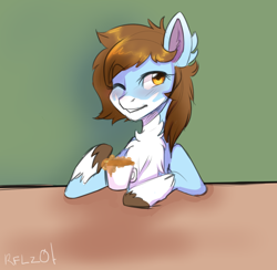 Size: 1024x999 | Tagged: safe, artist:rflzqt, oc, oc only, oc:iced foam, pony, alcohol, bar, blushing, female, mare