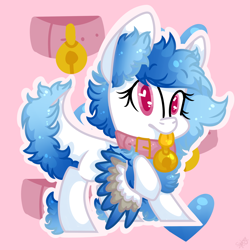 Size: 1024x1024 | Tagged: safe, oc, oc only, oc:alacer, original species, pegasus, bell, bell collar, collar, cute, ears, female, fluffy, lutei, mare, tongue out, wings