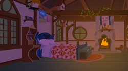 Size: 1282x711 | Tagged: safe, artist:intrapulation, bedroom, detailed background, fluttershy's cottage, no pony