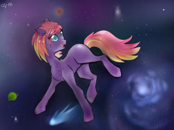 Size: 1024x768 | Tagged: safe, artist:rflzqt, oc, oc only, oc:wishful thinking, earth pony, pony, female, galaxy, mare, space