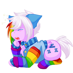 Size: 1024x1024 | Tagged: safe, artist:jremy-alexandria, oc, oc only, oc:sleepaway, pegasus, pony, clothes, male, rainbow socks, socks, stallion, striped socks, yawn