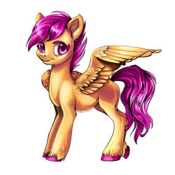 Size: 1280x1280 | Tagged: safe, artist:kretka-fretka, scootaloo, smiling, solo, unshorn fetlocks