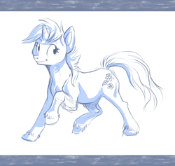 Size: 851x807 | Tagged: safe, artist:kretka-fretka, oc, oc only, pony, unicorn, monochrome, solo