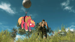 Size: 950x534 | Tagged: safe, artist:ende26, screencap, big macintosh, earth pony, pony, 3d, big boss, crossover, fulton surface-to-air recovery system, konami, male, metal gear, metal gear solid 5, stallion