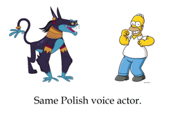 Size: 1101x779 | Tagged: safe, ahuizotl, exploitable meme, homer simpson, meme, miłogost reczek, poland, polish, same voice actor, the simpsons, the simpsons movie