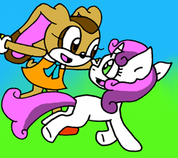 Size: 728x650 | Tagged: safe, artist:cmara, sweetie belle, cream the rabbit, crossover, paint tool sai, sonic the hedgehog (series)