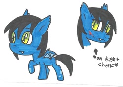 Size: 827x590 | Tagged: safe, artist:cmara, oc, oc only, bat pony, pony, blank flank, contest, solo, traditional art