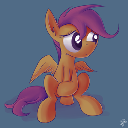 Size: 2480x2480 | Tagged: safe, artist:replacer808, scootaloo, pegasus, pony, female, filly, orange coat, solo, wings