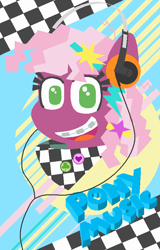 Size: 524x818 | Tagged: safe, artist:threetwotwo32232, cheerilee, 80s, 80s cheerilee, headphones, solo, walkman