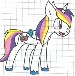 Size: 640x650 | Tagged: safe, artist:cmara, oc, oc only, oc:prince novel, alicorn, pony, alicorn oc, graph paper, offspring, parent:princess cadance, parent:shining armor, parents:shiningcadance, solo, traditional art