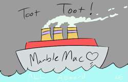 Size: 591x378 | Tagged: safe, artist:liracrown, all aboard, big macintosh, marble pie, hearthbreakers, female, literal shipping, male, marblemac, no pony, ship, shipping, straight