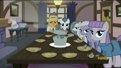 Size: 1920x1080 | Tagged: safe, screencap, boulder (pet), cloudy quartz, igneous rock pie, limestone pie, marble pie, maud pie, hearthbreakers, cannibalism, discovery family logo, pie family home, quartzrock, rock cannibalism, rock soup, soup