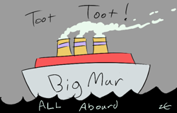 Size: 591x378 | Tagged: safe, artist:liracrown, edit, all aboard, big macintosh, marble pie, hearthbreakers, female, ink, literal shipping, male, marblemac, no pony, pun, ship, shipping, straight, visual pun