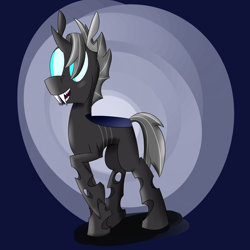 Size: 3000x3000 | Tagged: safe, artist:darklordsnuffles, oc, oc only, oc:#4330715, changeling, fangs, happy, sharp teeth, smiling, solo