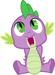 Size: 2600x3527 | Tagged: safe, artist:porygon2z, spike, dragon, baby, baby dragon, cute, fangs, green eyes, hands behind back, looking up, male, open mouth, simple background, smiling, solo, spikabetes, transparent background, vector