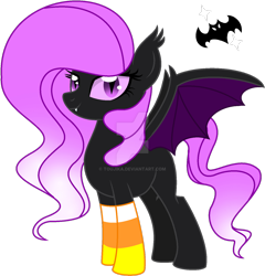 Size: 1280x1336 | Tagged: safe, artist:toujika, oc, oc only, oc:hazed wing, bat pony, pony, clothes, socks, striped socks, watermark