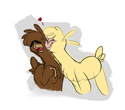 Size: 480x422 | Tagged: safe, artist:nappyrat, adobo, paprika paca, alpaca, them's fightin' herds, community related, do not want, kiss on the cheek, kissing, official art, psychology in the comments, that alpaca sure does love kisses