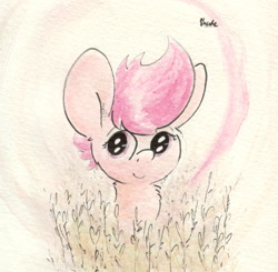 Size: 974x954 | Tagged: safe, artist:slightlyshade, derpibooru import, scootaloo, solo, traditional art