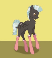 Size: 864x960 | Tagged: safe, artist:serenity, thunderlane, pegasus, pony, blushing, clothes, looking at you, male, simple background, socks, solo, stallion