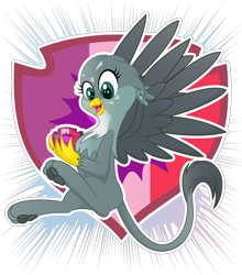 Size: 5000x5669 | Tagged: safe, artist:rainbownspeedash, gabby, griffon, absurd resolution, cute, cutie mark, gabbybetes, looking down, paws, simple background, smiling, solo, transparent background, underpaw, vector