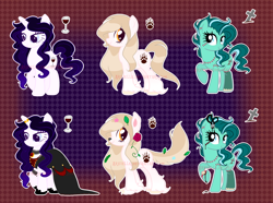 Size: 3500x2600 | Tagged: safe, artist:arxielle, oc, oc only, oc:vampire maiden, oc:werewolf wilderness, oc:zombie wasteland, vampire, werewolf, zombie, zombie pony, cutie mark, leaf, looking back, scissors, smiling, stitches, unshorn fetlocks