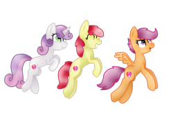 Size: 1024x768 | Tagged: safe, artist:theawesomegeek, apple bloom, scootaloo, sweetie belle, crusaders of the lost mark, cutie mark, cutie mark crusaders, the cmc's cutie marks