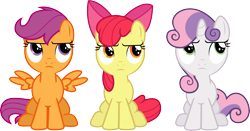 Size: 9522x5000 | Tagged: safe, artist:revstreak, apple bloom, scootaloo, sweetie belle, somepony to watch over me, absurd resolution, cutie mark crusaders, looking up, simple background, sitting, spread wings, transparent background, vector