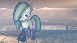 Size: 1920x1080 | Tagged: safe, artist:star-lightstarbright, marble pie, hearthbreakers, 3d, clothes, cute, hair over one eye, looking at you, raised hoof, smiling, socks, solo, source filmmaker