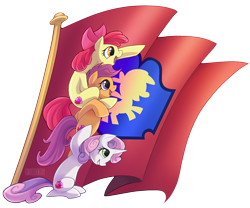 Size: 1200x1000 | Tagged: safe, artist:seanica, apple bloom, scootaloo, sweetie belle, crusaders of the lost mark, cutie mark, cutie mark crusaders, flag, the cmc's cutie marks