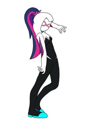 Size: 850x1200 | Tagged: safe, artist:linedraweer, sci-twi, twilight sparkle, equestria girls, clothes, commission, costume, halloween, solo, spider-gwen