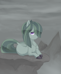 Size: 600x732 | Tagged: dead source, safe, artist:misukitty, marble pie, earth pony, pony, hearthbreakers, colored hooves, colored pupils, dock, female, mare, prone, solo