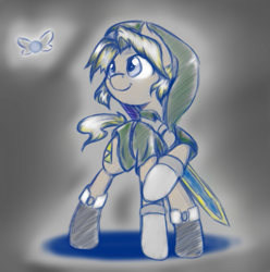 Size: 653x659 | Tagged: safe, artist:alazak, link, navi, ponified, solo, sword, the legend of zelda