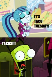 Size: 498x729 | Tagged: safe, sonata dusk, equestria girls, gir, image macro, invader zim, meme, taco, taco tuesday