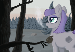 Size: 1355x940 | Tagged: safe, artist:paskanaakka, derpibooru exclusive, maud pie, forest, outdoors, solo, tree