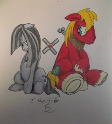 Size: 3216x3550 | Tagged: safe, artist:scribblepwn3, big macintosh, marble pie, earth pony, pony, hearthbreakers, male, marblemac, shipping, stallion, straight, traditional art, underhoof