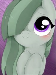 Size: 385x512 | Tagged: safe, artist:okaces, marble pie, earth pony, pony, hearthbreakers, blushing, cute, female, marblebetes, mare, smiling, solo