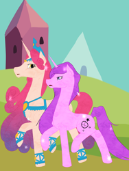 Size: 3120x4160 | Tagged: safe, artist:aglittergoddess, idw, princess amore, oc, oc:midnight archer, crystal pony, pony, fiendship is magic, spoiler:comic, absurd resolution