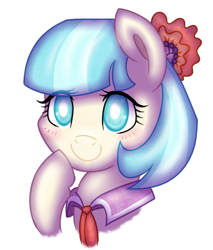 Size: 459x539 | Tagged: safe, artist:eipred, coco pommel, bust, c:, portrait, raised hoof, simple background, smiling, solo, transparent background