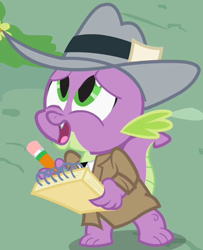 Size: 446x548 | Tagged: safe, screencap, spike, dragon, the mysterious mare do well, clothes, hat, outfit catalog, solo